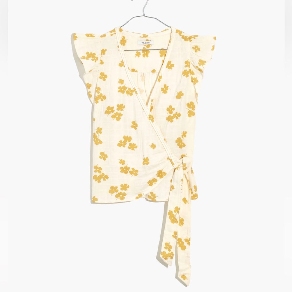 Madewell Flutter-Sleeve Wrap Top in Amalfi Floral